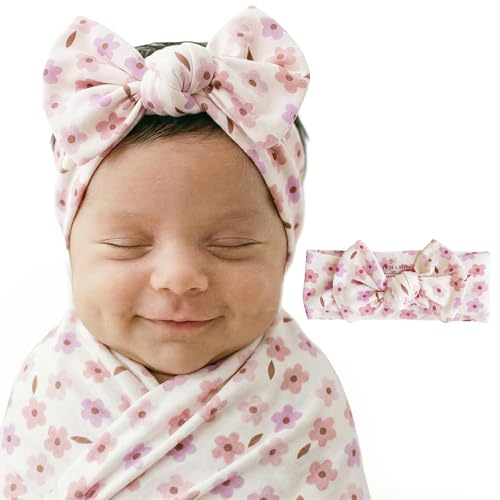 Caden Lane Review: Soft, Stylish Baby Essentials Every Parent Needs 2 Caden Lane Baby Headwrap with Knotted Bow, Soft & Stretchy Bamboo Viscose, Comfortable Infant Hairband for Newborn & Toddler Girls, Ideal Gift for Baby Shower & Milestone Celebration, Blushing Blooms